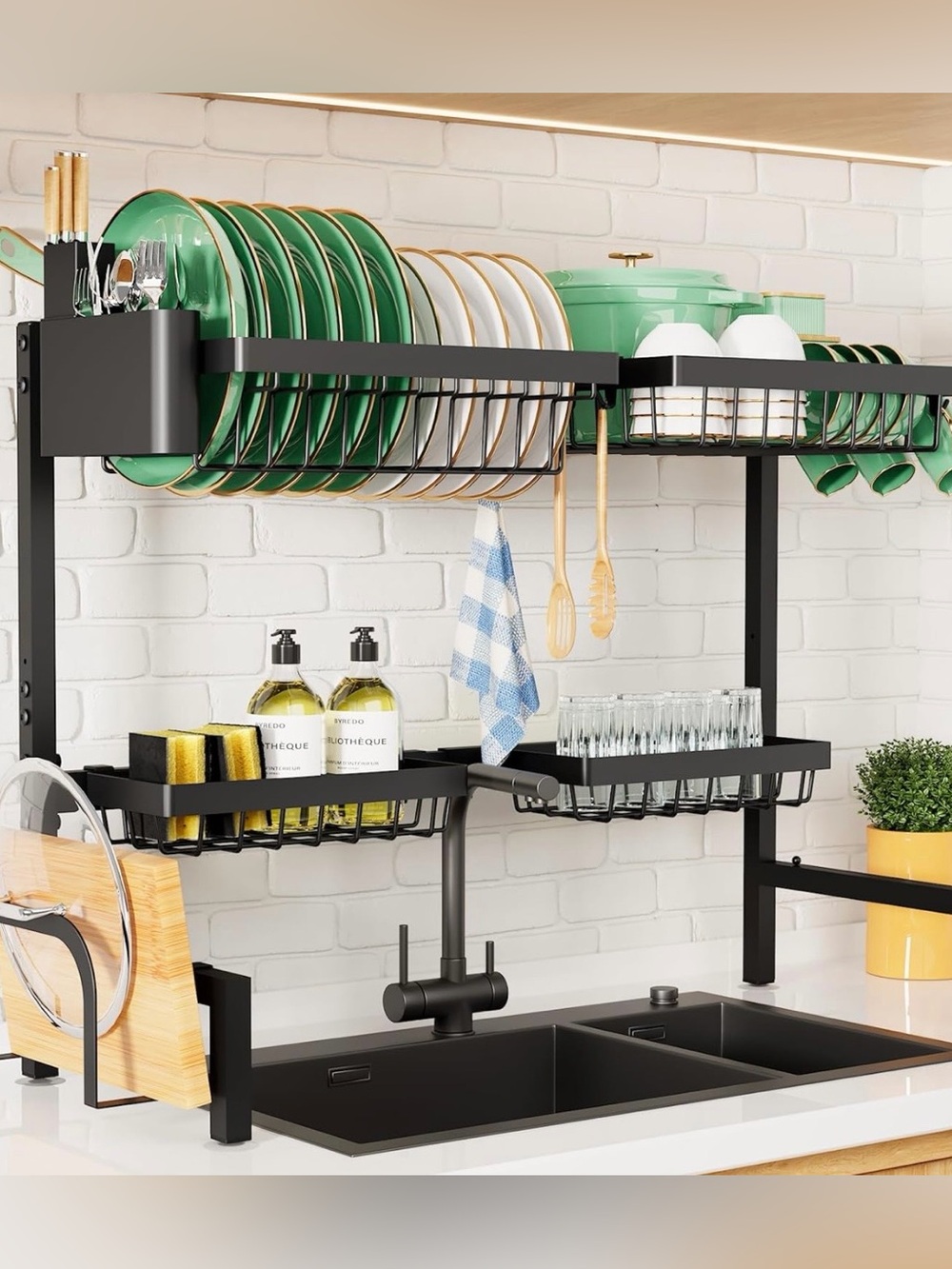 New Over-the-Sink Dish Drying Rack - Black